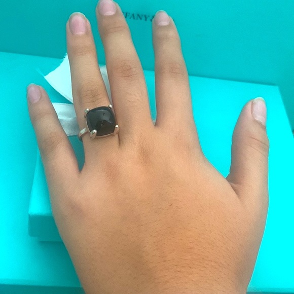 Tiffany & Co Large Sugar Stack Ring Black Onyx Paloma Picasso Stone  12mm size 5 - Picture 2 of 14